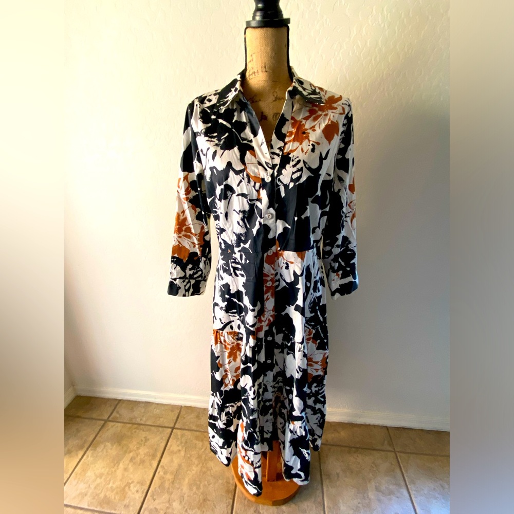 Soft Surroundings patterned midi dress size 12